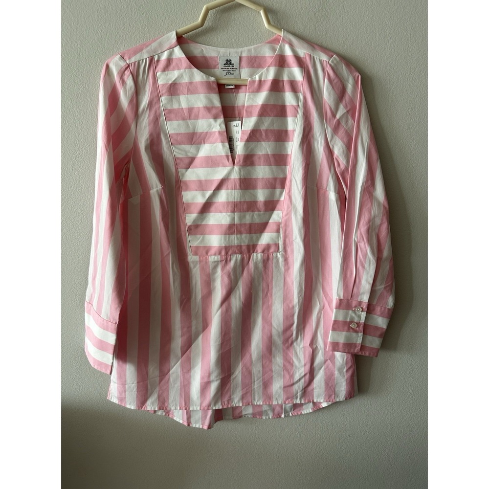 JCrew Collection Thomas Mason Scoopneck Tunic Shirt Pink XXS Stripe Preppy Beach